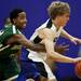 Huron junior Chris Mosley reaches in to steal the ball from Pioneer senior William Kirchen on Friday, Jan. 18. Daniel Brenner I AnnArbor.com